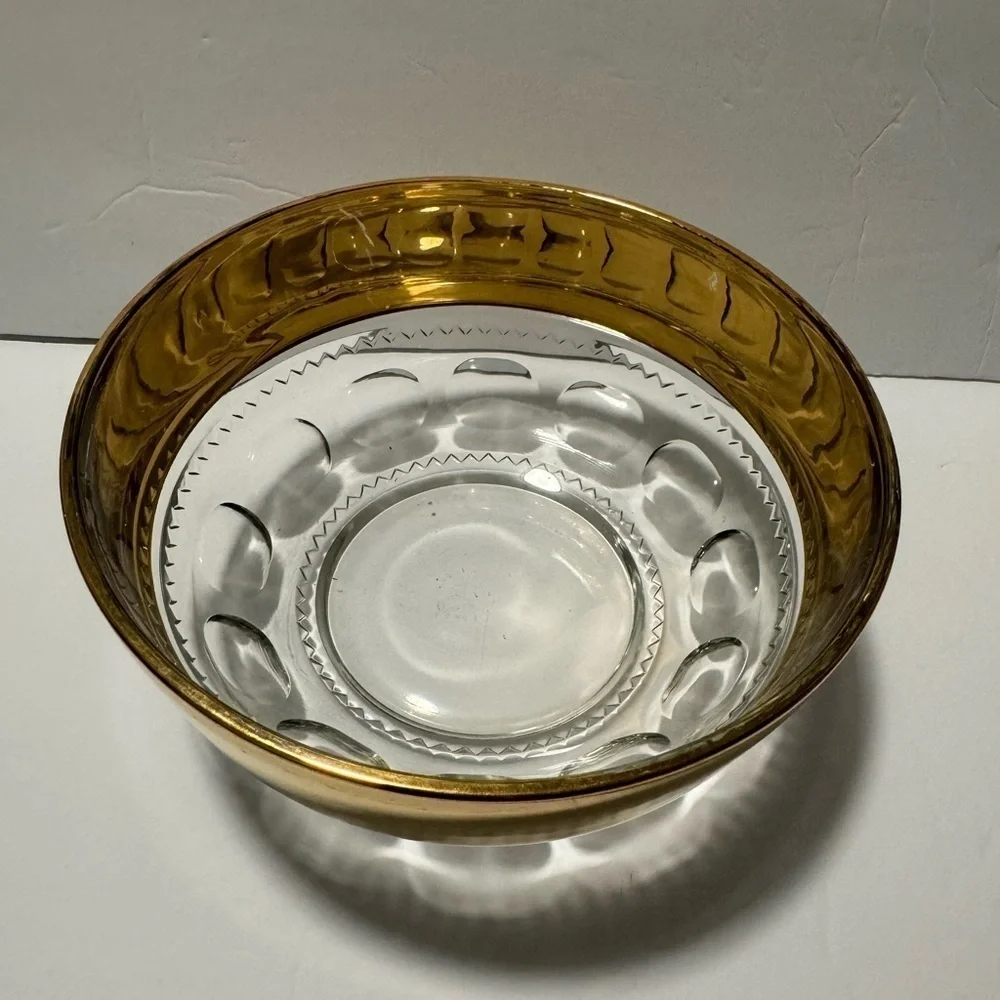 Vintage Kings Crown Thumbprint Large Serving Bowl With Wide Gold Band